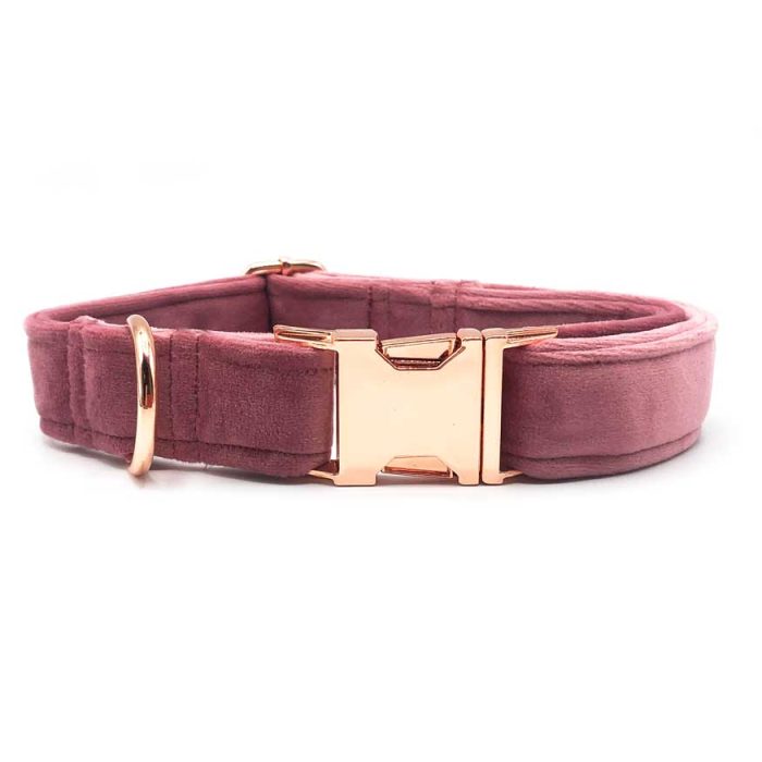 roze velvet hondenhalsband