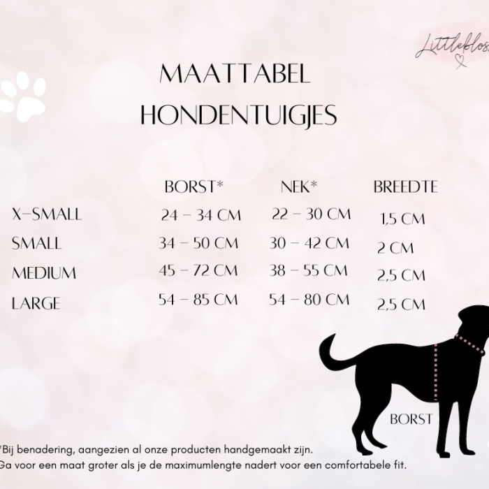 Maattabel hondentuigjes