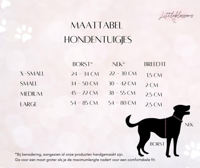 Maattabel hondentuigjes